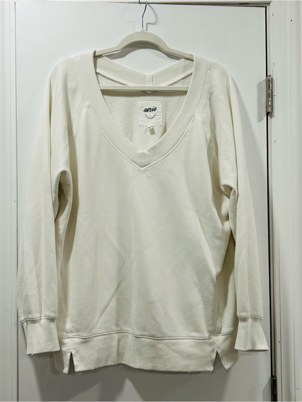 Worn once! Aerie Downtime Oversized Textured V-Neck Sweatshirt